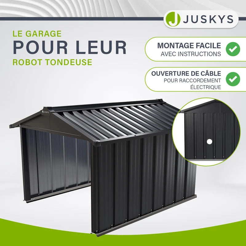 Abri pour robot tondeuse en acier – toit à 2 pentes