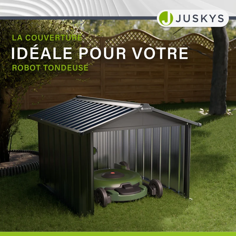 Abri pour robot tondeuse en acier – toit à 2 pentes