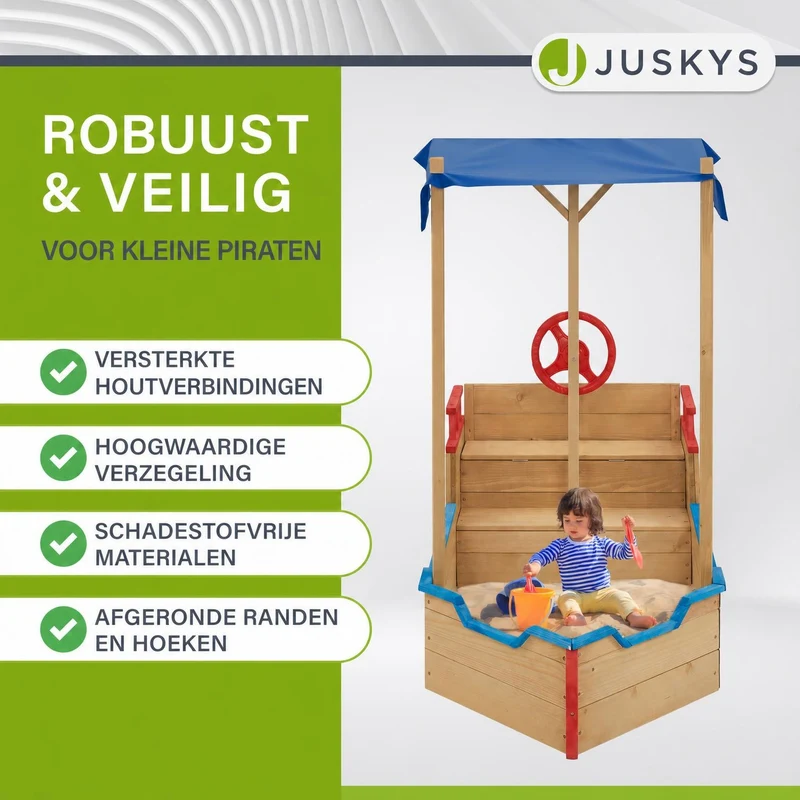 Bac à sable Käpt'n Pit – bateau pirate en bois – avec voile