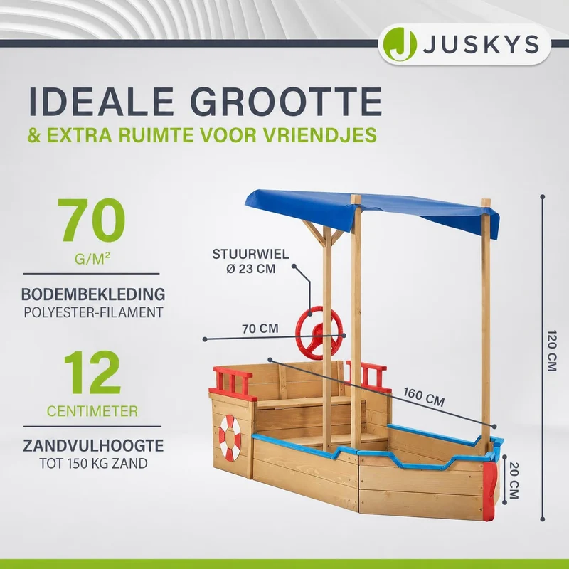 Bac à sable Käpt'n Pit – bateau pirate en bois – avec voile