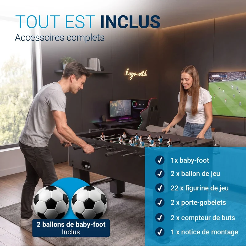 Baby-foot Wuzzler avec porte-gobelets – noir