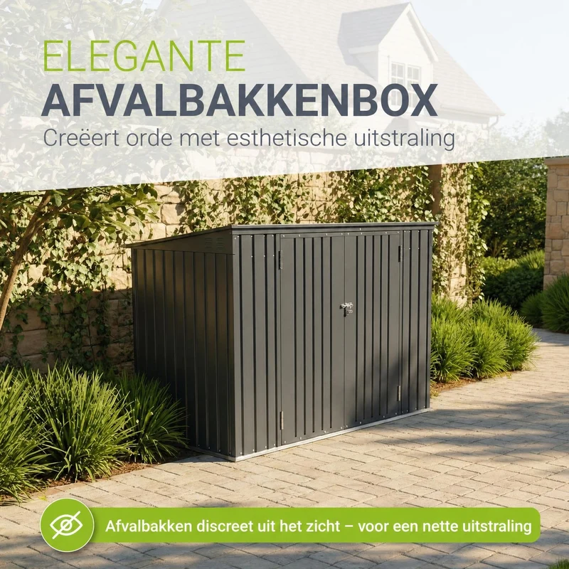 Cache-poubelle en métal Namur – 2 portes verrouillables, 1,9 m² – gris