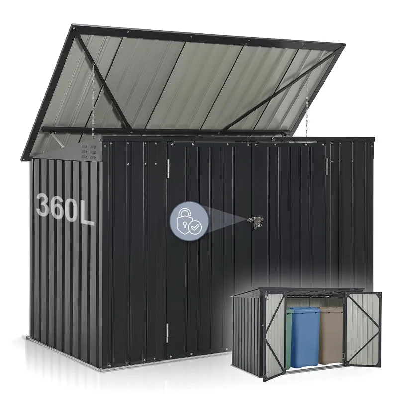 Cache-poubelle en métal Namur – 2 portes verrouillables, 1,9 m² – gris