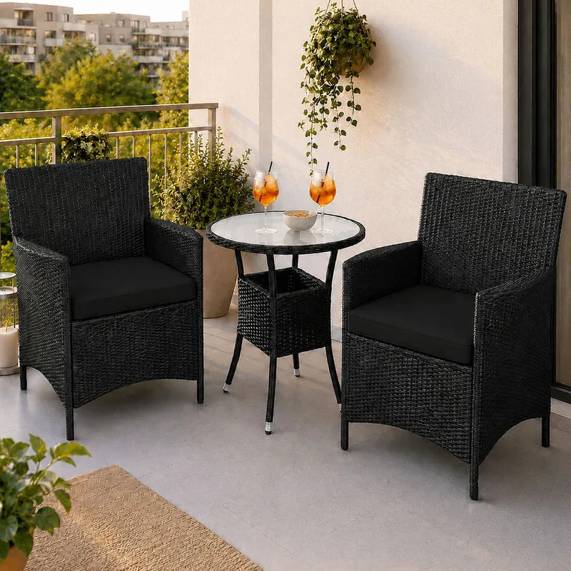 Salon de balcon en résine tressée Bayamo – 2 places – avec coussins