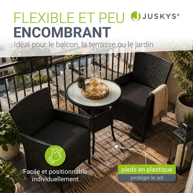 Salon de balcon en résine tressée Bayamo – 2 places – avec coussins