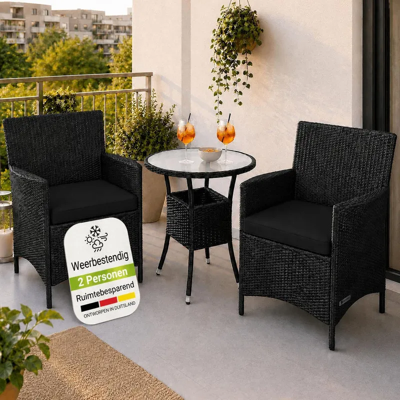 Salon de balcon en résine tressée Bayamo – 2 places – avec coussins