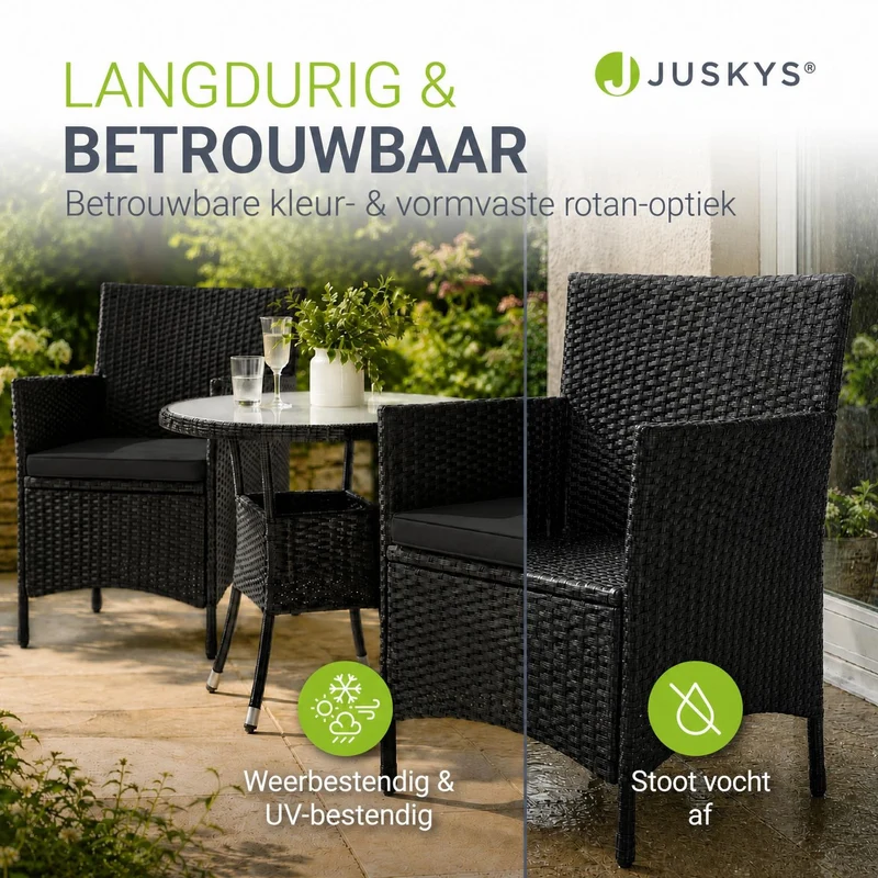 Salon de balcon en résine tressée Bayamo – 2 places – avec coussins