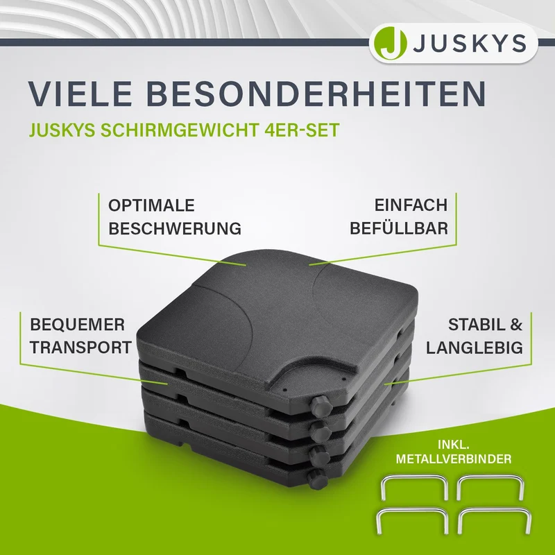 Dalle de lestage pour parasol Quad – lot de 4, à remplir jusqu'à 80 kg – noir