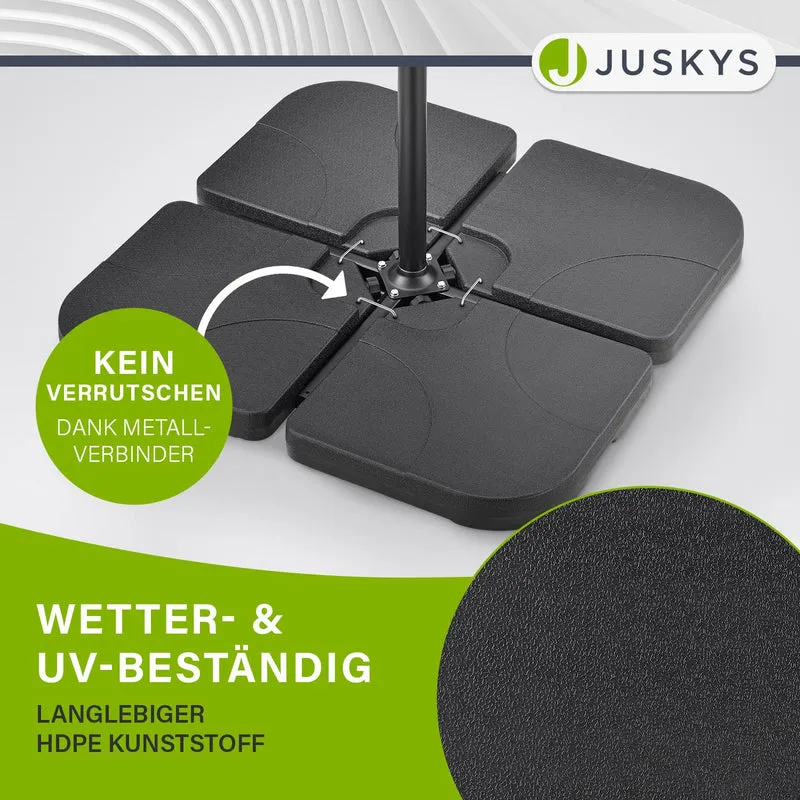 Dalle de lestage pour parasol Quad – lot de 4, à remplir jusqu'à 80 kg – noir