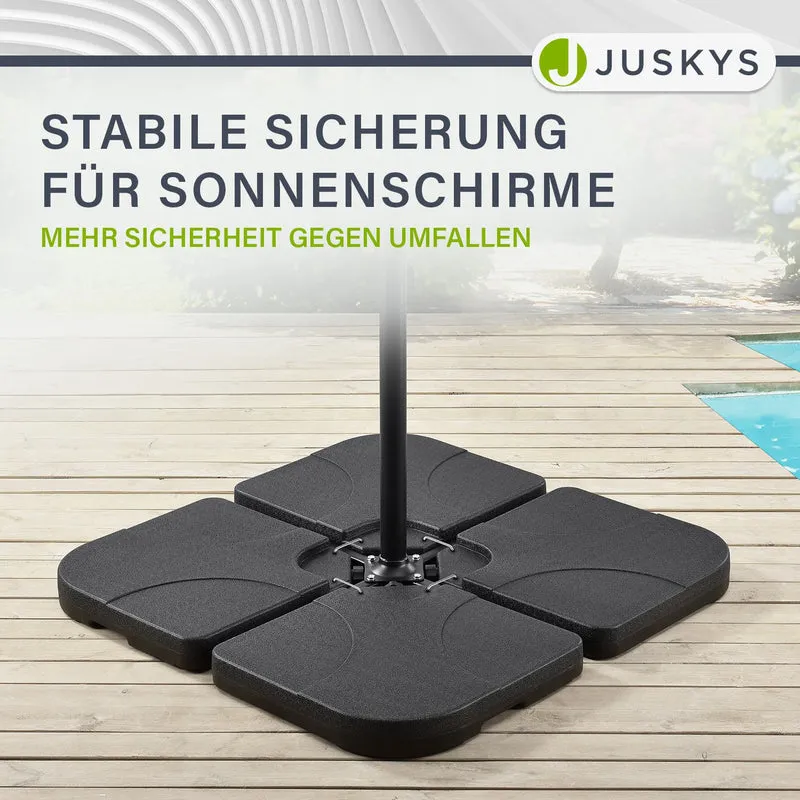 Dalle de lestage pour parasol Quad – lot de 4, à remplir jusqu'à 80 kg – noir