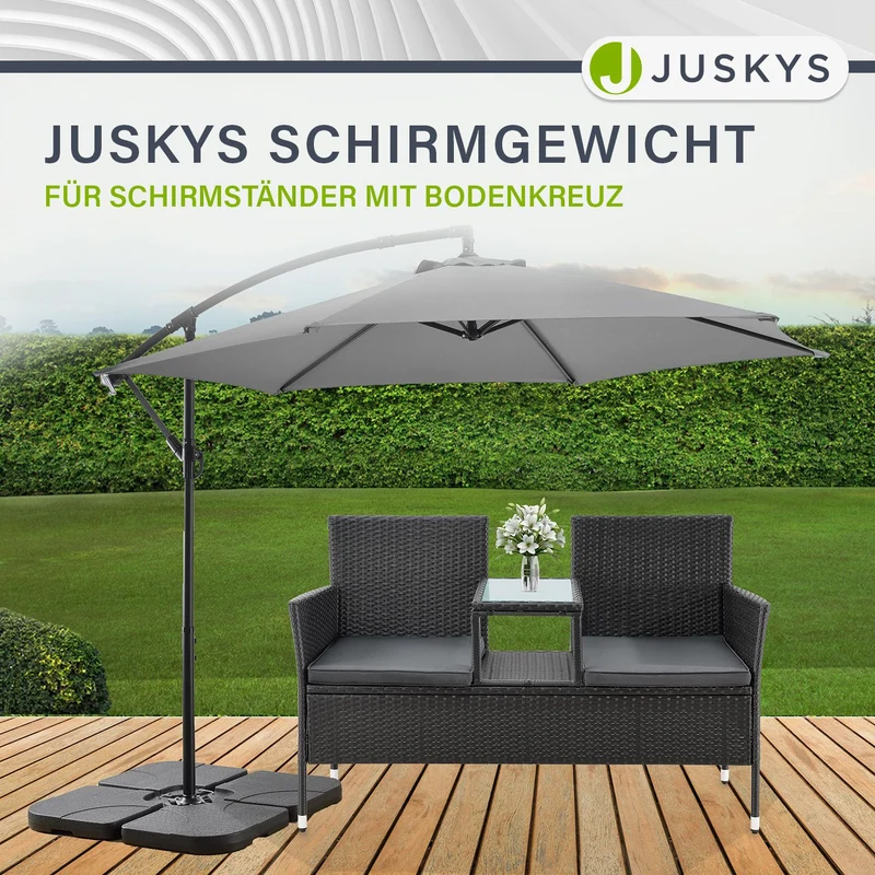 Dalle de lestage pour parasol Quad – lot de 4, à remplir jusqu'à 80 kg – noir