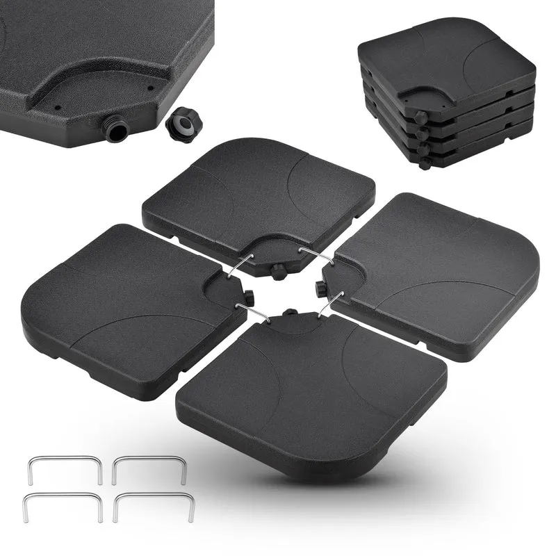 Dalle de lestage pour parasol Quad – lot de 4, à remplir jusqu'à 80 kg – noir