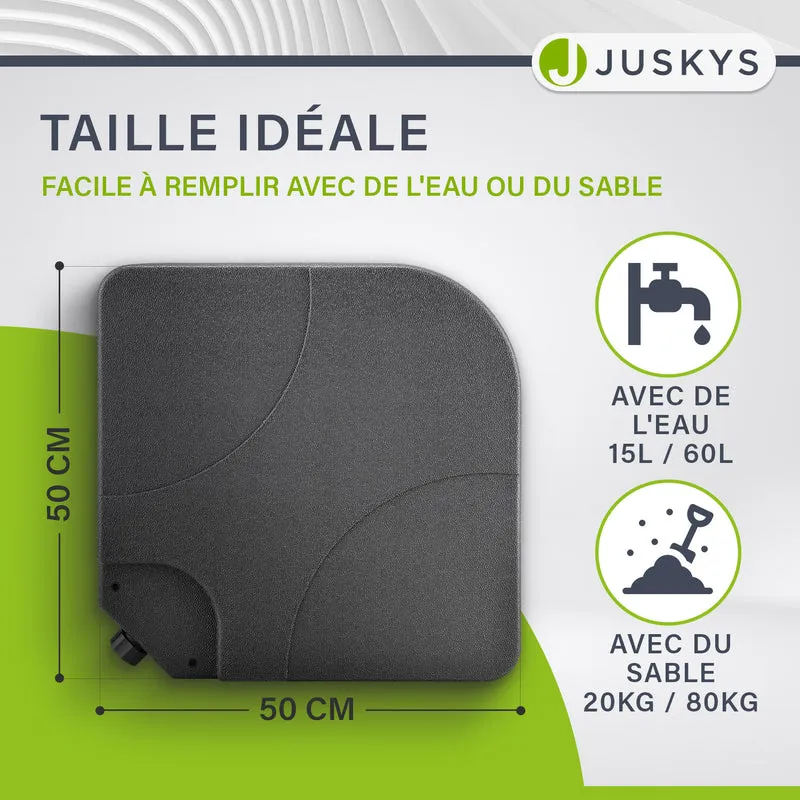 Dalle de lestage pour parasol Quad – lot de 4, à remplir jusqu'à 80 kg – noir