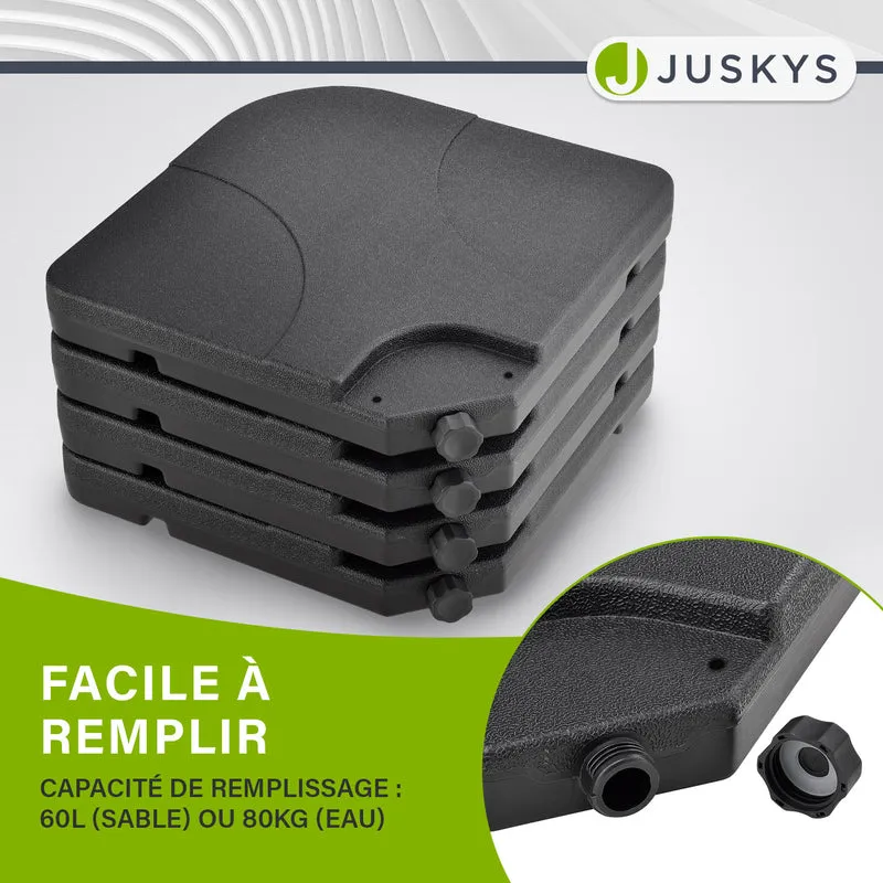 Dalle de lestage pour parasol Quad – lot de 4, à remplir jusqu'à 80 kg – noir