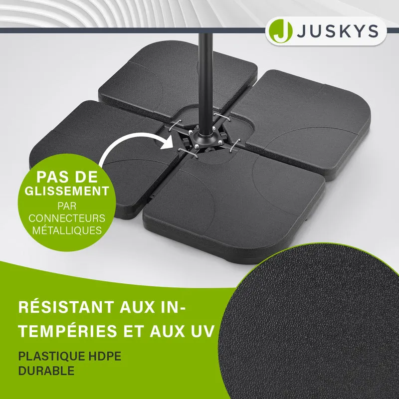 Dalle de lestage pour parasol Quad – lot de 4, à remplir jusqu'à 80 kg – noir