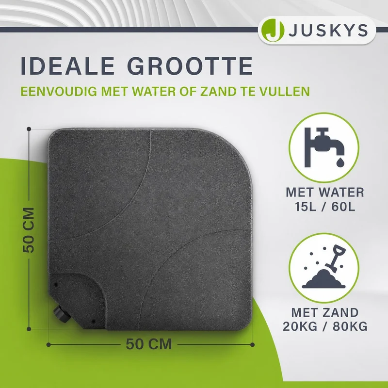 Dalle de lestage pour parasol Quad – lot de 4, à remplir jusqu'à 80 kg – noir