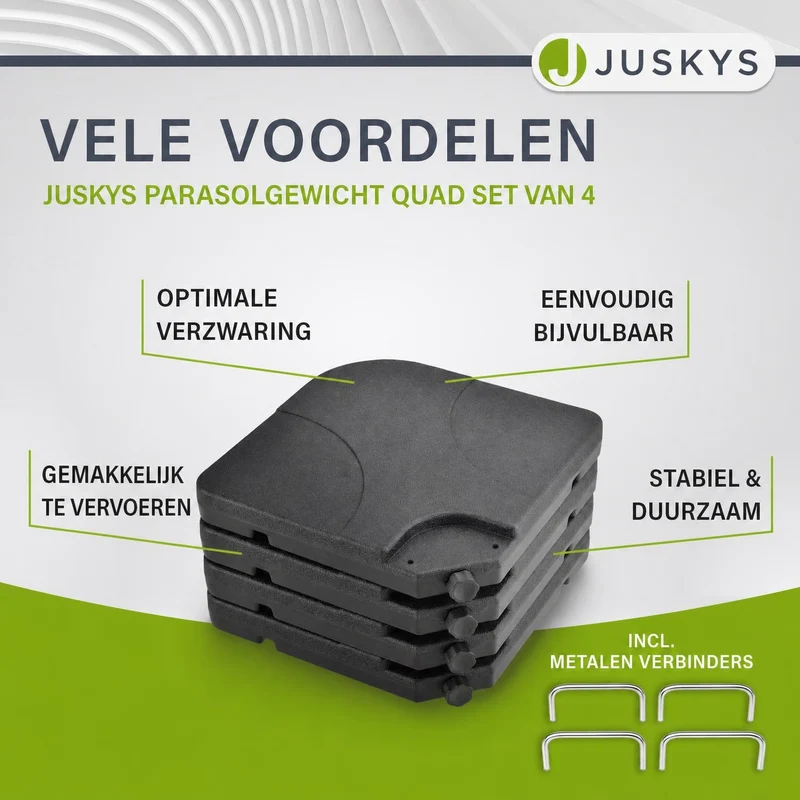 Dalle de lestage pour parasol Quad – lot de 4, à remplir jusqu'à 80 kg – noir
