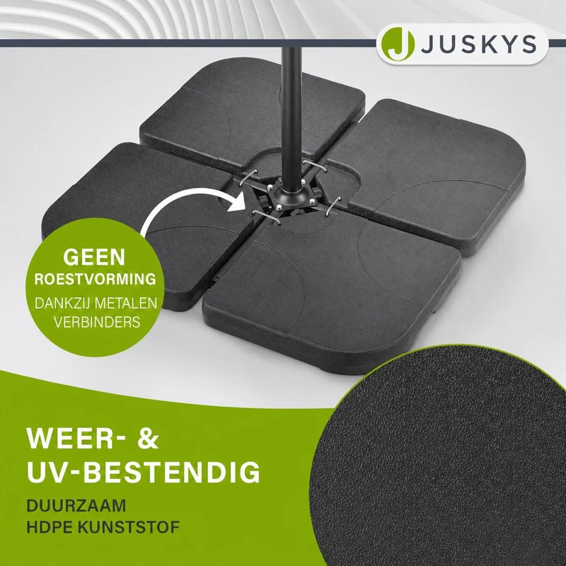 Dalle de lestage pour parasol Quad – lot de 4, à remplir jusqu'à 80 kg – noir