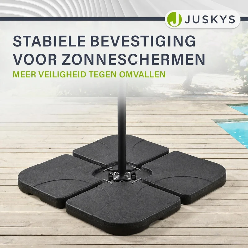 Dalle de lestage pour parasol Quad – lot de 4, à remplir jusqu'à 80 kg – noir
