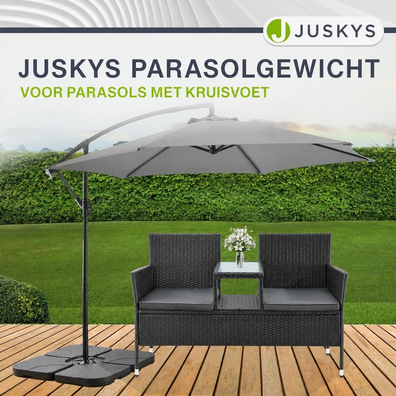 Dalle de lestage pour parasol Quad – lot de 4, à remplir jusqu'à 80 kg – noir