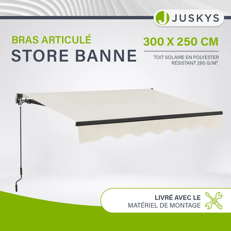 Store banne manuel à bras articulés – avec manivelle