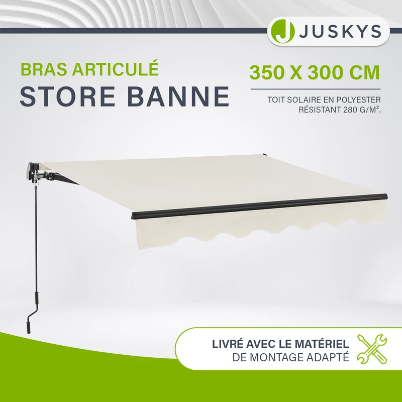 Store banne manuel à bras articulés – avec manivelle