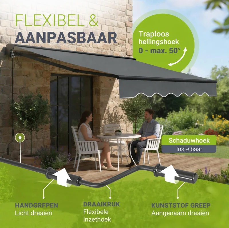Store banne manuel à bras articulés – avec manivelle