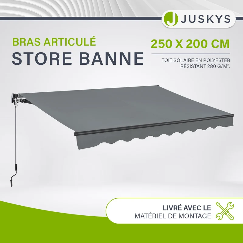 Store banne manuel à bras articulés – avec manivelle