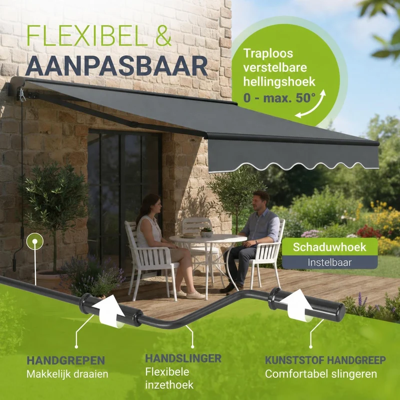 Store banne manuel à bras articulés – avec manivelle