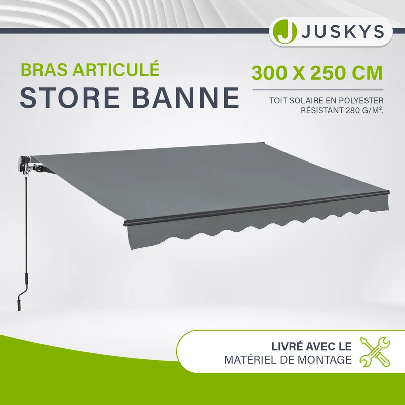 Store banne manuel à bras articulés – avec manivelle