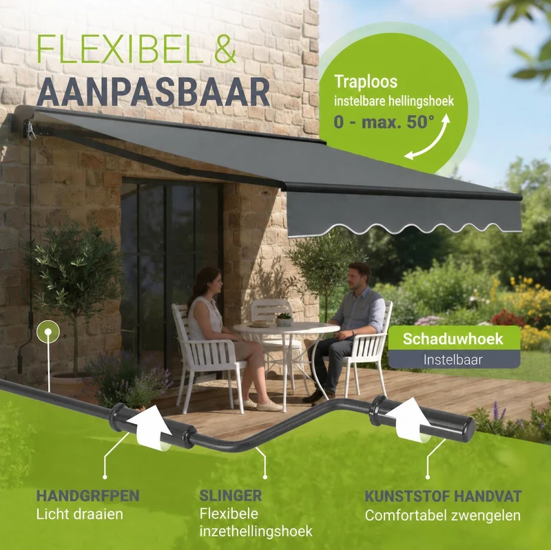 Store banne manuel à bras articulés – avec manivelle