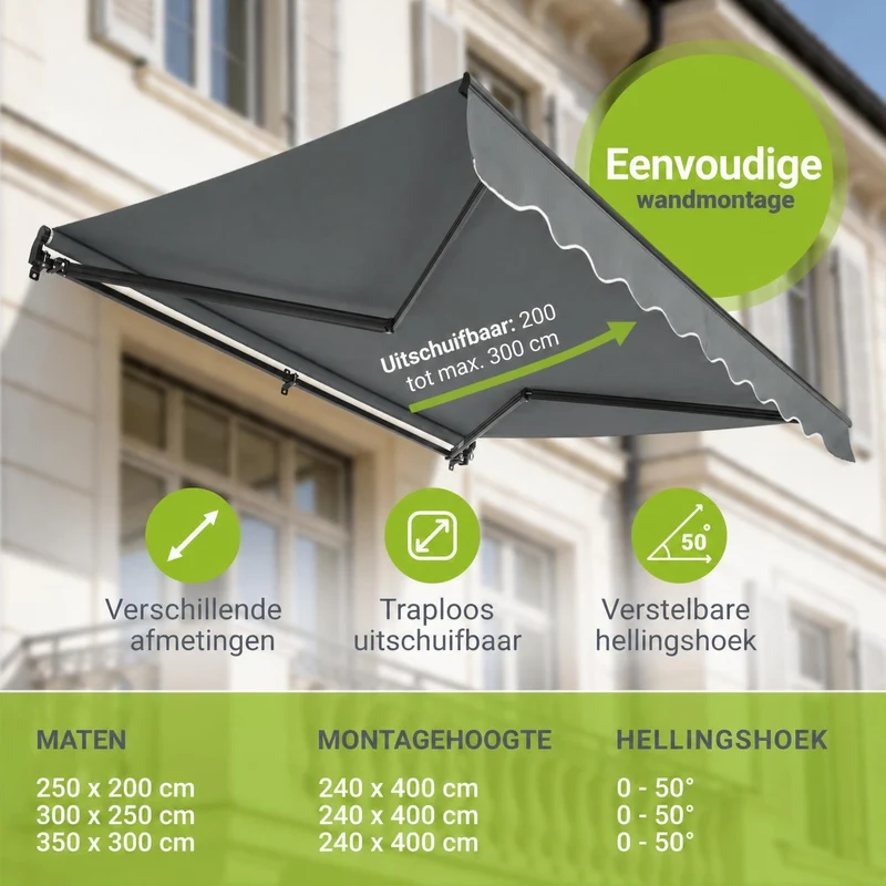 Store banne manuel à bras articulés – avec manivelle