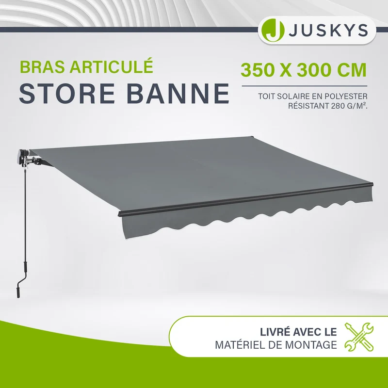 Store banne manuel à bras articulés – avec manivelle