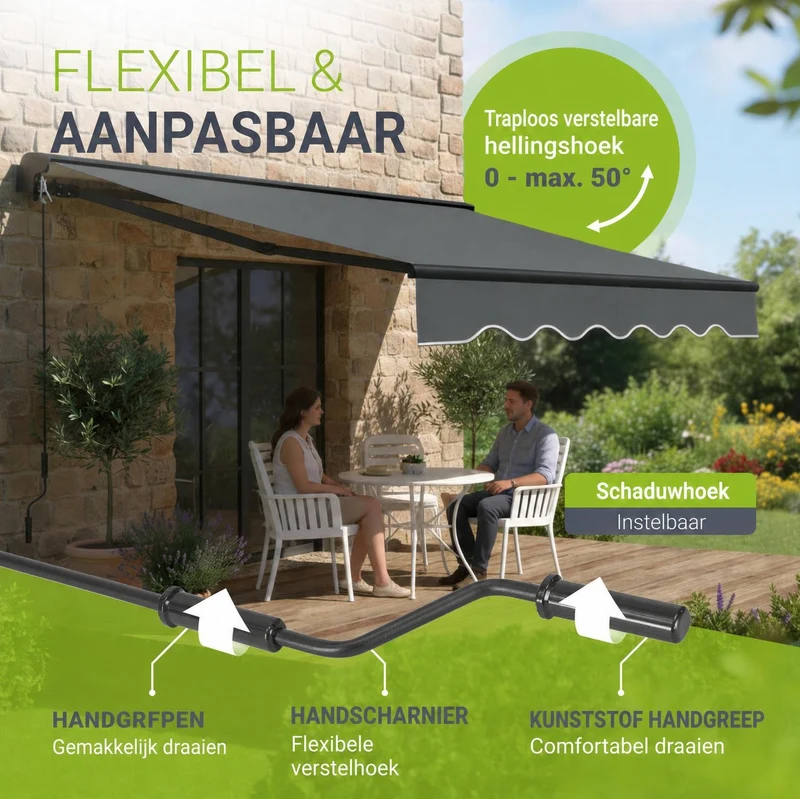 Store banne manuel à bras articulés – avec manivelle