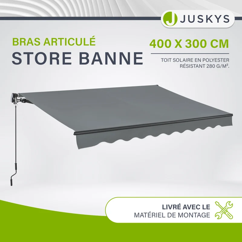 Store banne manuel à bras articulés – avec manivelle