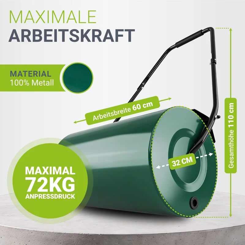 Rouleau à gazon Fritz en métal – 48 L