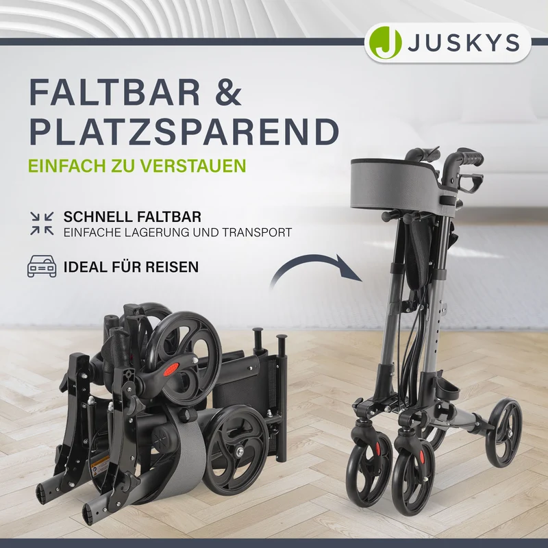Déambulateur en aluminium Vital – pliable, avec siège et sac à provisions – jusqu'à 130 kg