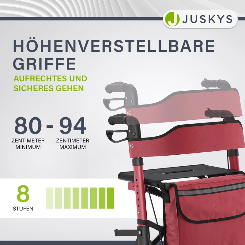 Déambulateur en aluminium Vital – pliable, avec siège et sac à provisions – jusqu'à 130 kg