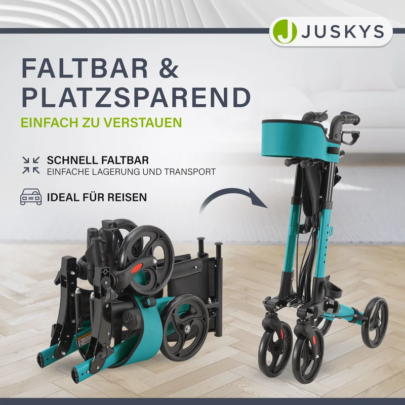 Déambulateur en aluminium Vital – pliable, avec siège et sac à provisions – jusqu'à 130 kg