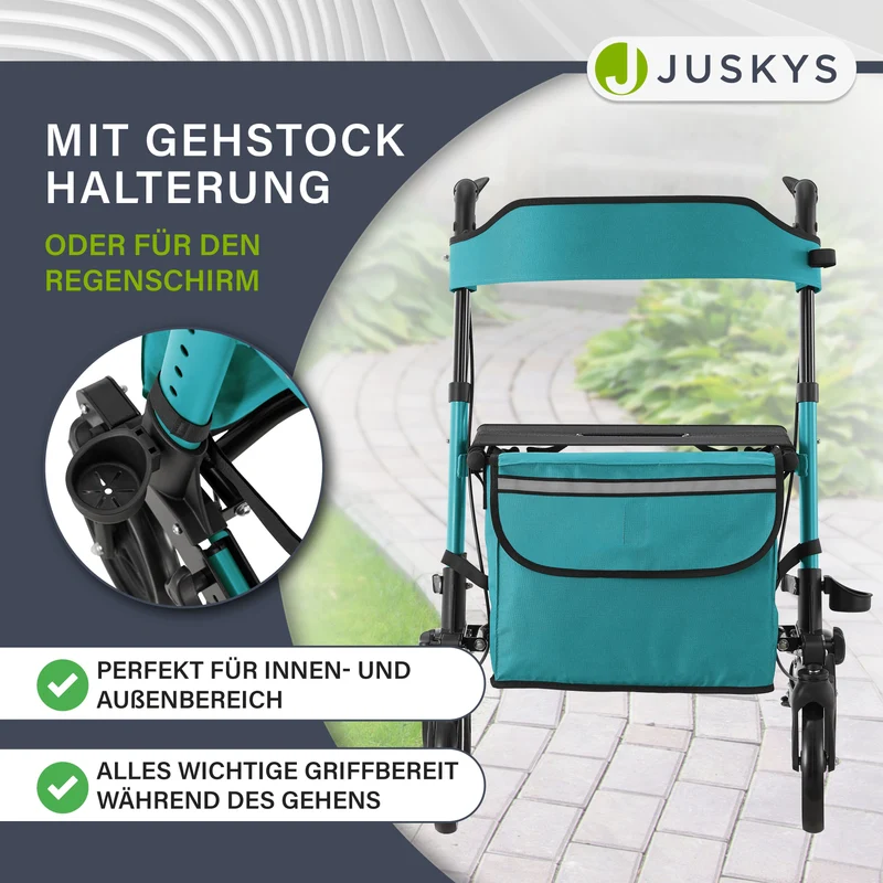 Déambulateur en aluminium Vital – pliable, avec siège et sac à provisions – jusqu'à 130 kg