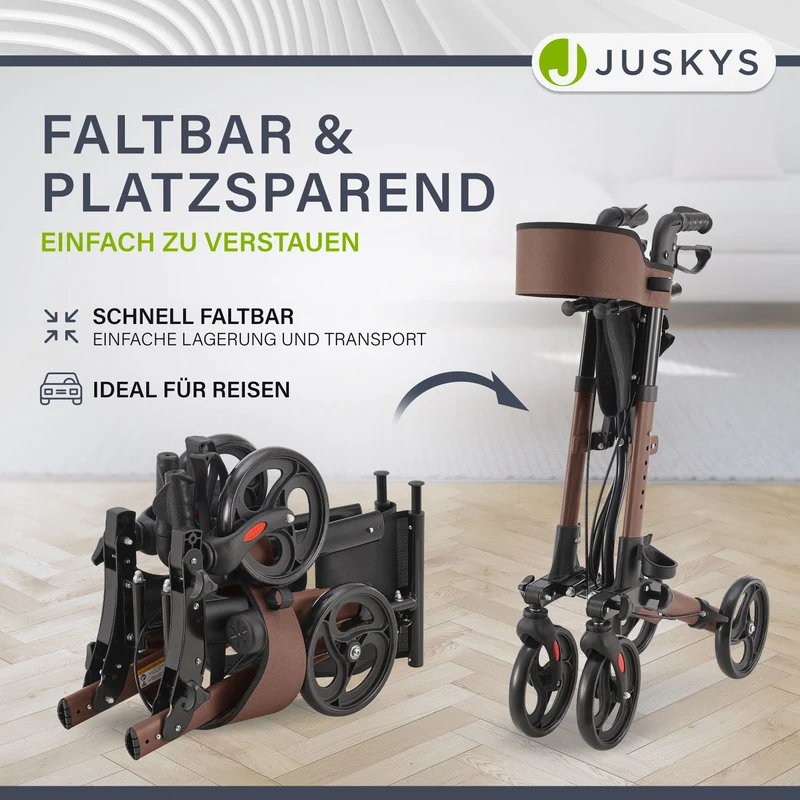 Déambulateur en aluminium Vital – pliable, avec siège et sac à provisions – jusqu'à 130 kg