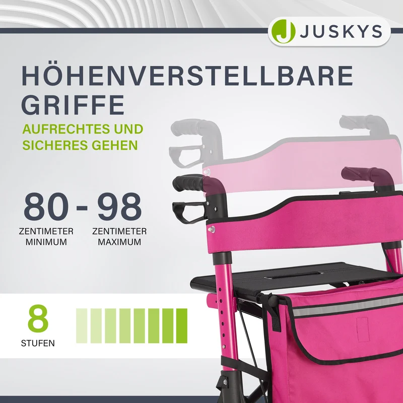 Déambulateur en aluminium Vital – pliable, avec siège et sac à provisions – jusqu'à 130 kg