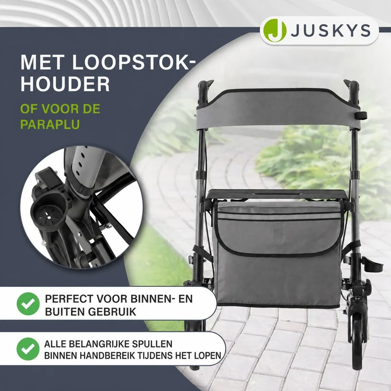 Déambulateur en aluminium Vital – pliable, avec siège et sac à provisions – jusqu'à 130 kg