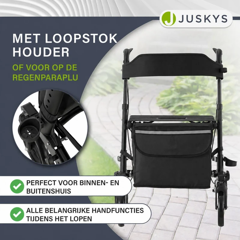 Déambulateur en aluminium Vital – pliable, avec siège et sac à provisions – jusqu'à 130 kg