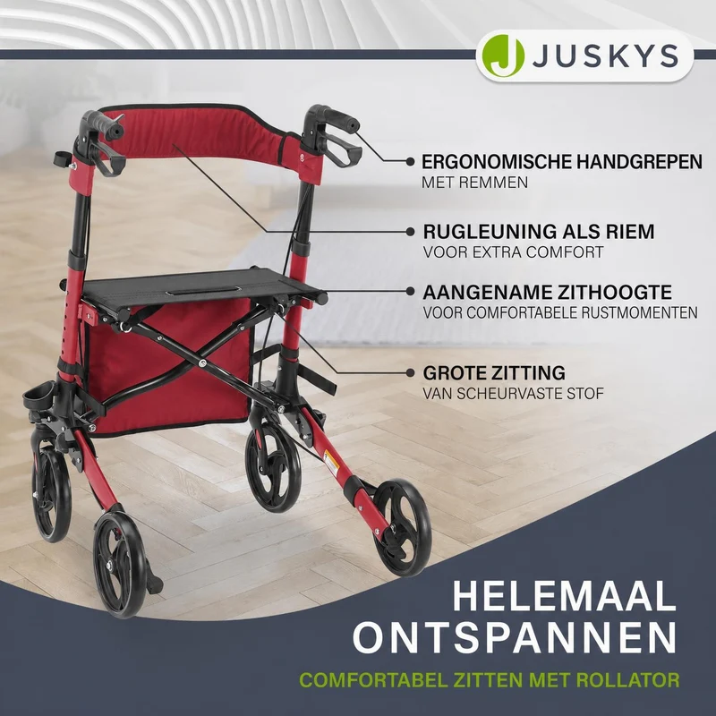 Déambulateur en aluminium Vital – pliable, avec siège et sac à provisions – jusqu'à 130 kg