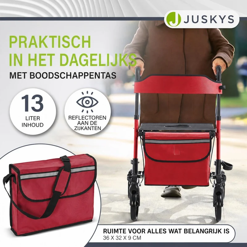 Déambulateur en aluminium Vital – pliable, avec siège et sac à provisions – jusqu'à 130 kg