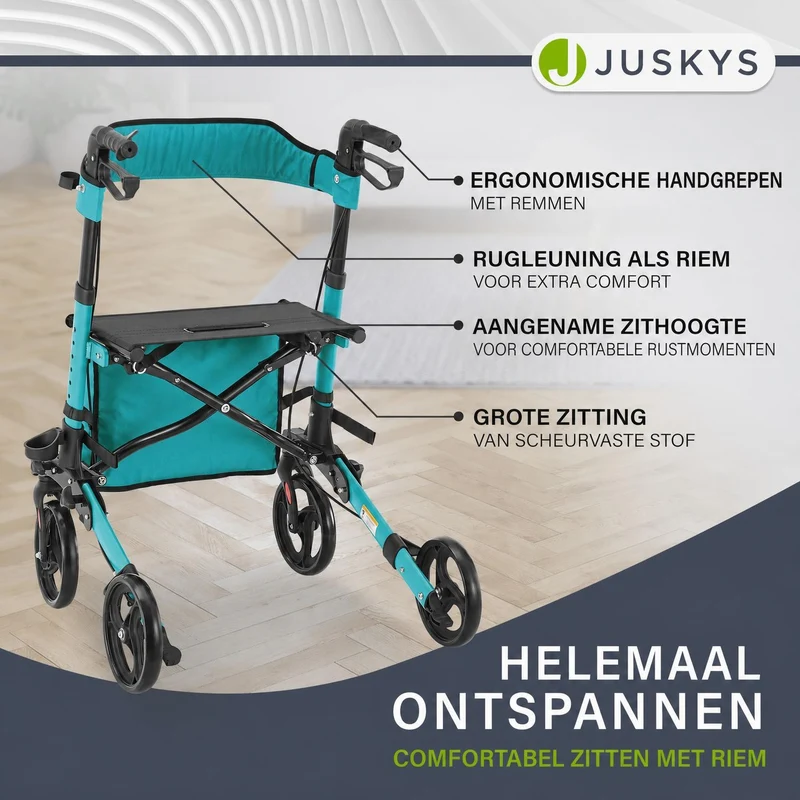 Déambulateur en aluminium Vital – pliable, avec siège et sac à provisions – jusqu'à 130 kg