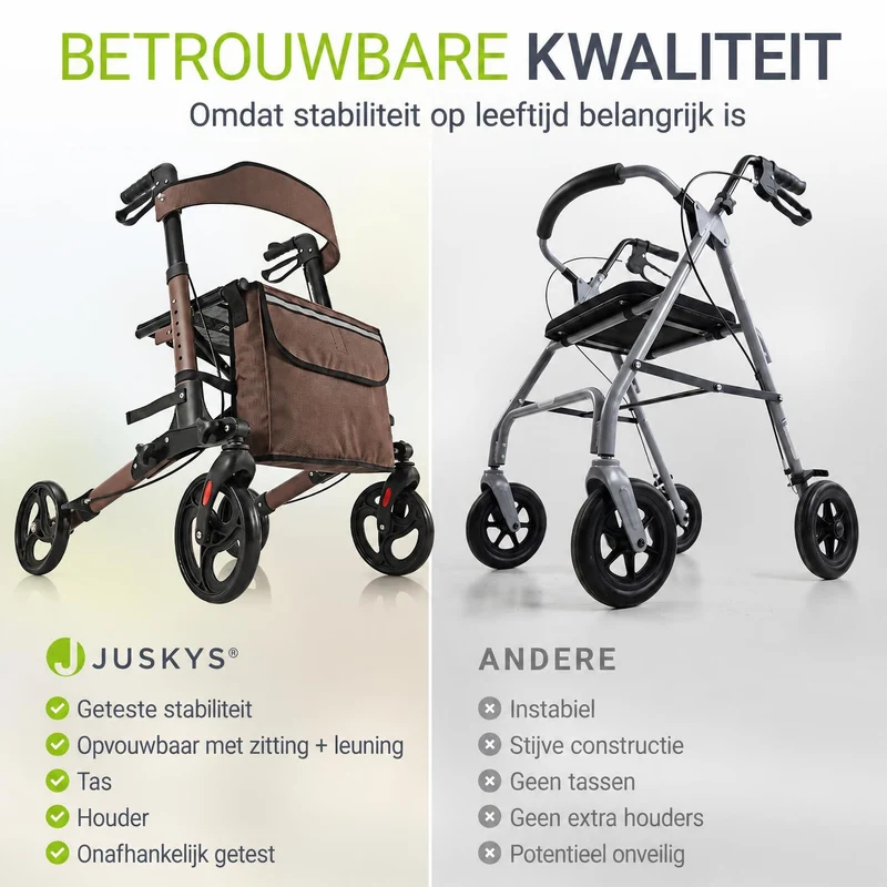 Déambulateur en aluminium Vital – pliable, avec siège et sac à provisions – jusqu'à 130 kg