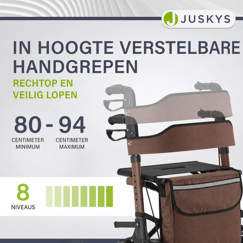 Déambulateur en aluminium Vital – pliable, avec siège et sac à provisions – jusqu'à 130 kg
