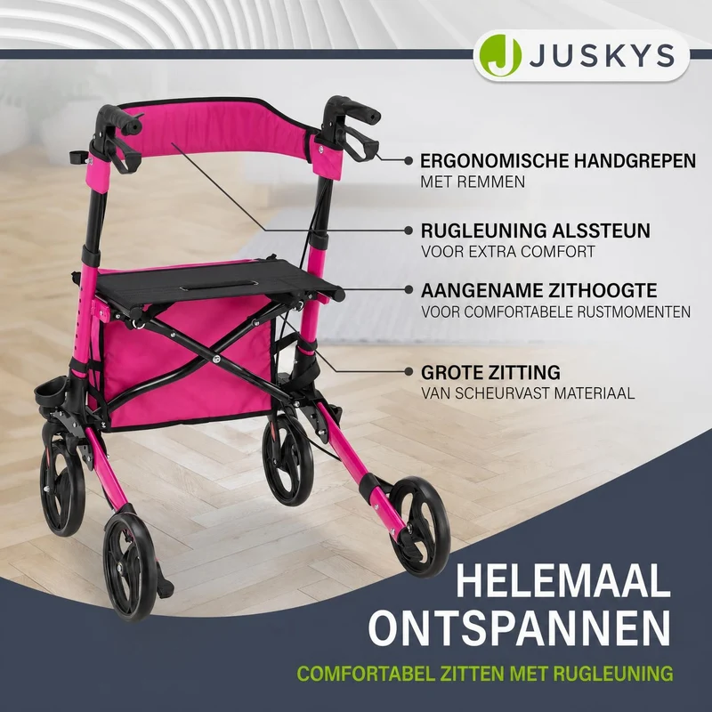 Déambulateur en aluminium Vital – pliable, avec siège et sac à provisions – jusqu'à 130 kg